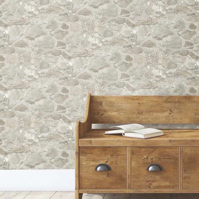 York Wallcoverings Field Stone wallpaper, color Grey, SKU MN1802