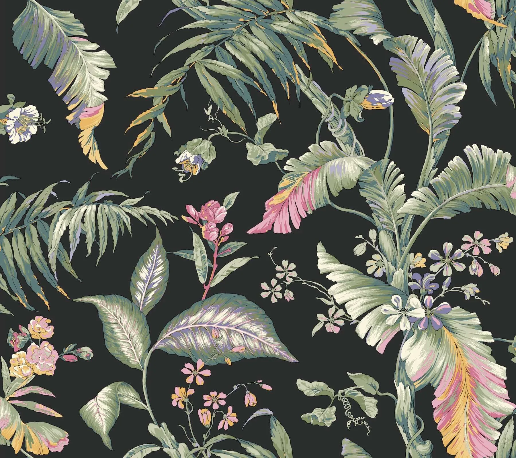 York Wallcoverings Fiji Garden wallpaper, color Black, SKU PSW1368RL