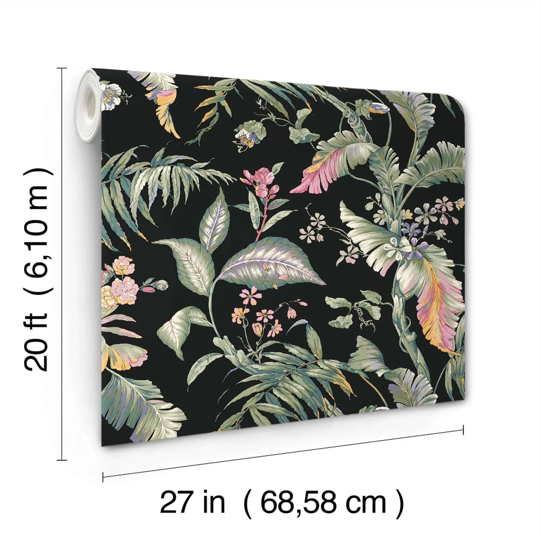 York Wallcoverings Fiji Garden wallpaper, color Black, SKU PSW1368RL