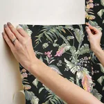 York Wallcoverings Fiji Garden wallpaper, color Black, SKU PSW1368RL