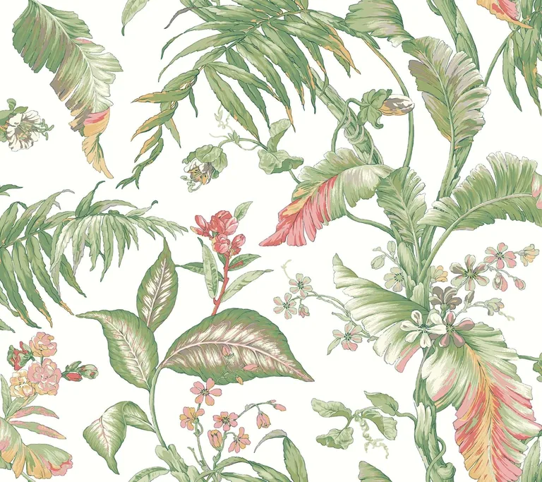 York Wallcoverings Fiji Garden wallpaper, color Pink, SKU PSW1369RL