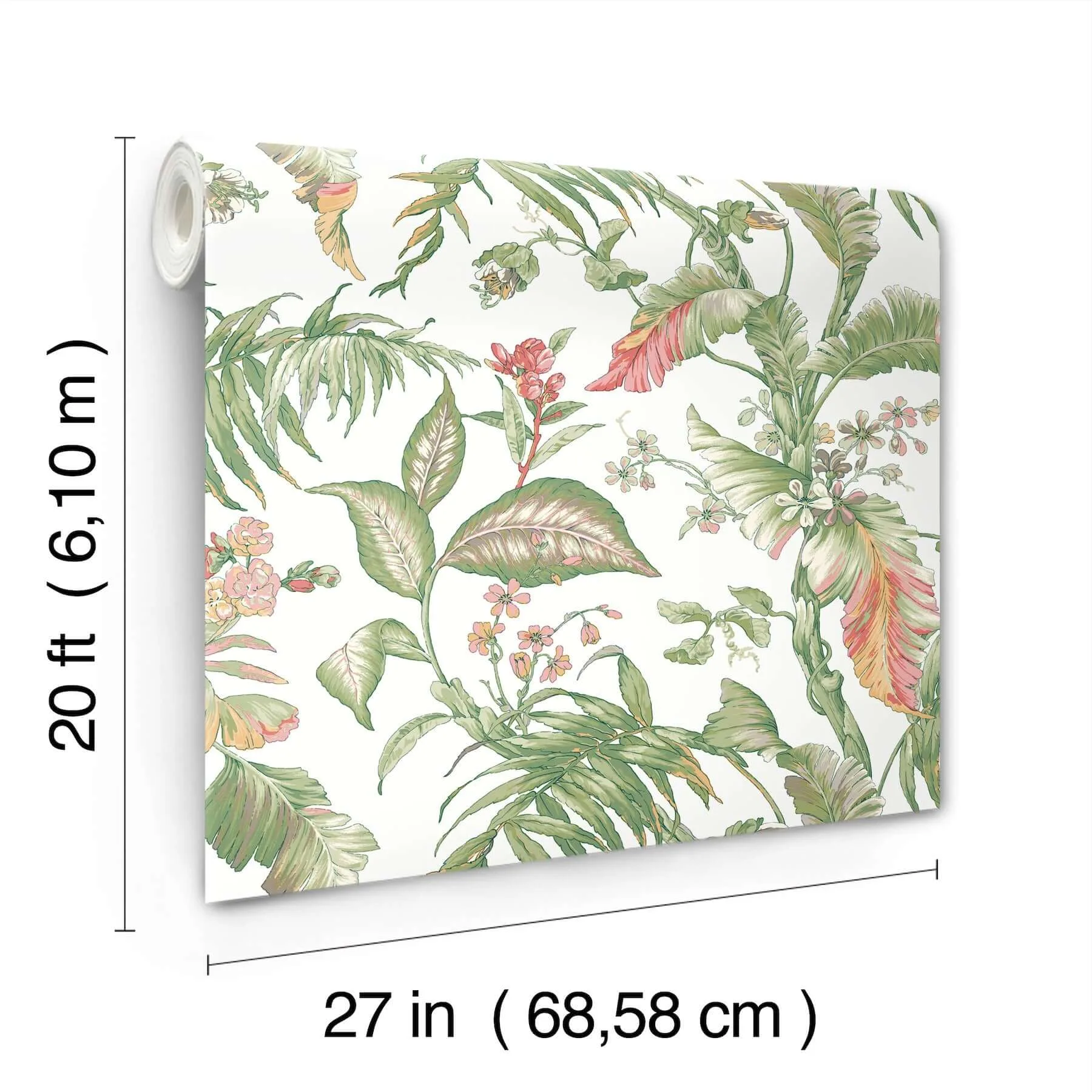 York Wallcoverings Fiji Garden wallpaper, color Pink, SKU PSW1369RL
