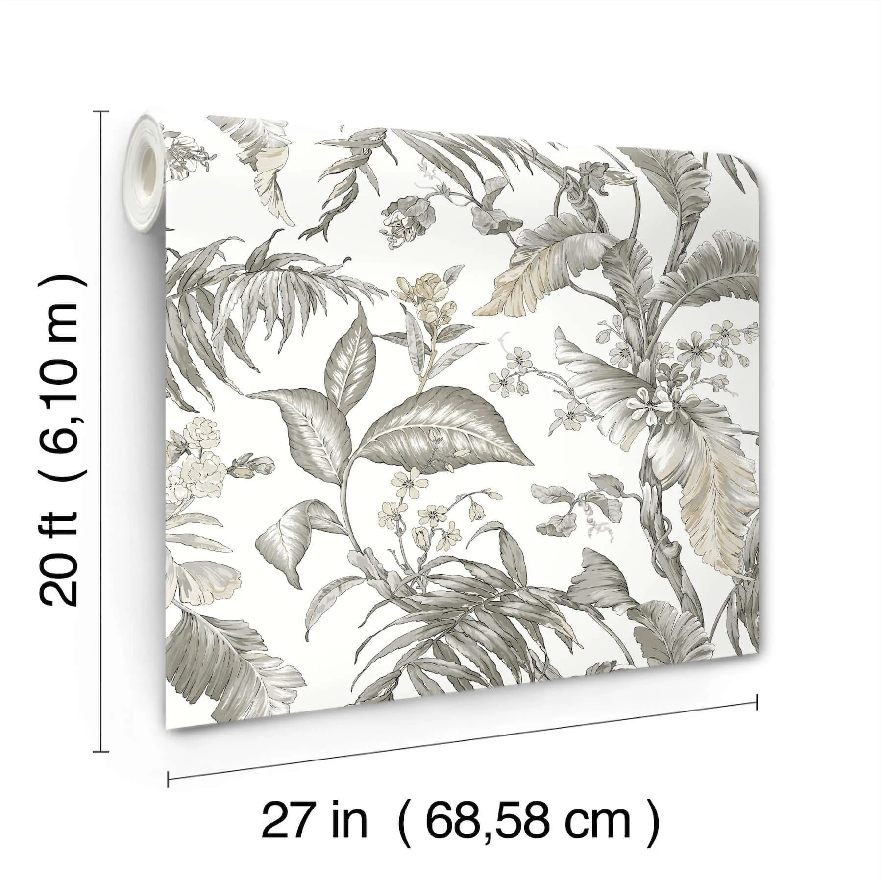 York Wallcoverings Fiji Garden wallpaper, color White, SKU PSW1371RL