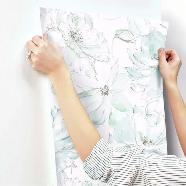 York Wallcoverings Floral Dreams - Blue & Green Wallpaper | Buy Online York Wallcoverings Floral Dreams wallpaper, color Blue & Green, SKU CL2517