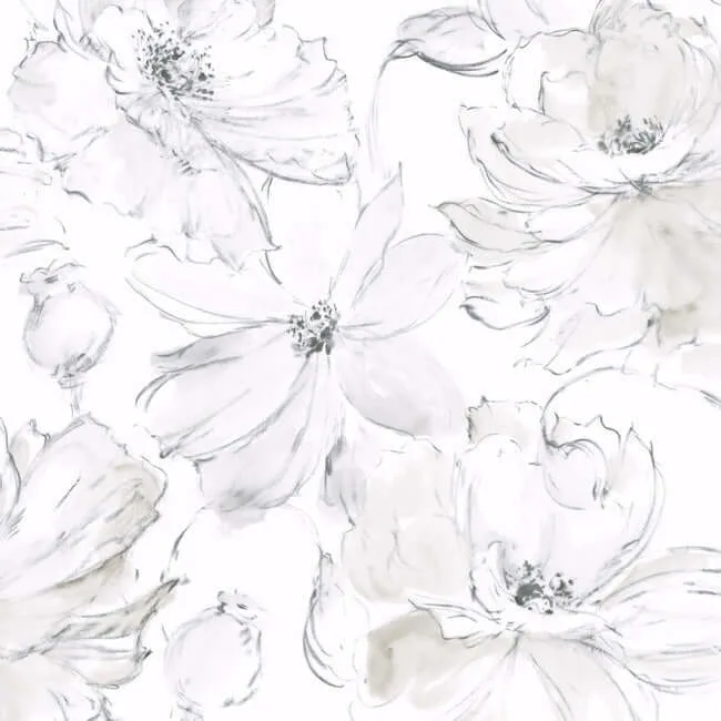 York Wallcoverings Floral Dreams wallpaper, color Grey, SKU PSW1530RL