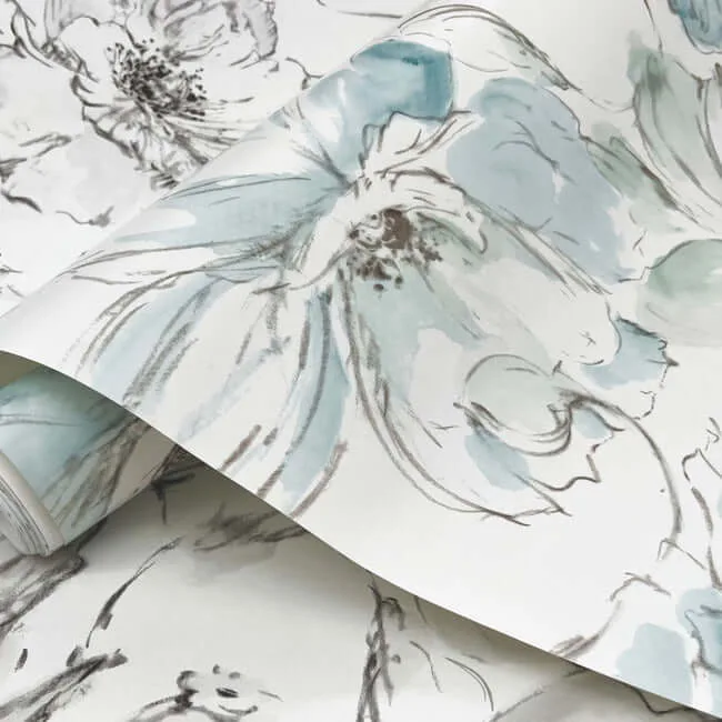 York Wallcoverings Floral Dreams - Grey Wallpaper | Buy Online York Wallcoverings Floral Dreams wallpaper, color Grey, SKU PSW1530RL