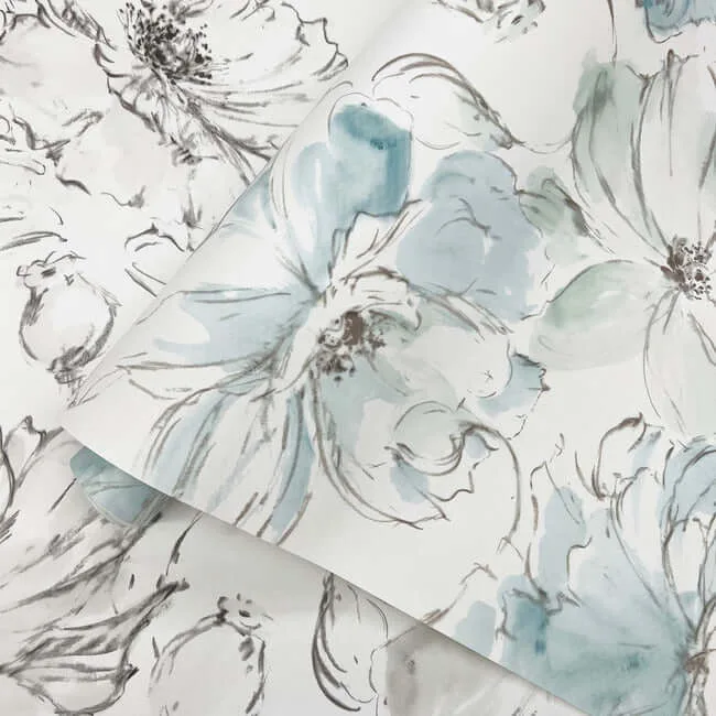 York Wallcoverings Floral Dreams - Grey Wallpaper | Buy Online York Wallcoverings Floral Dreams wallpaper, color Grey, SKU PSW1530RL