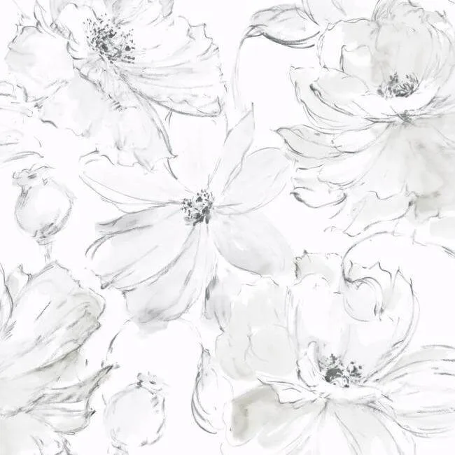 York Wallcoverings Floral Dreams wallpaper, color Grey, SKU CL2520