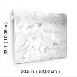 York Wallcoverings Floral Dreams - Grey Wallpaper | Buy Online York Wallcoverings Floral Dreams wallpaper, color Grey, SKU CL2520