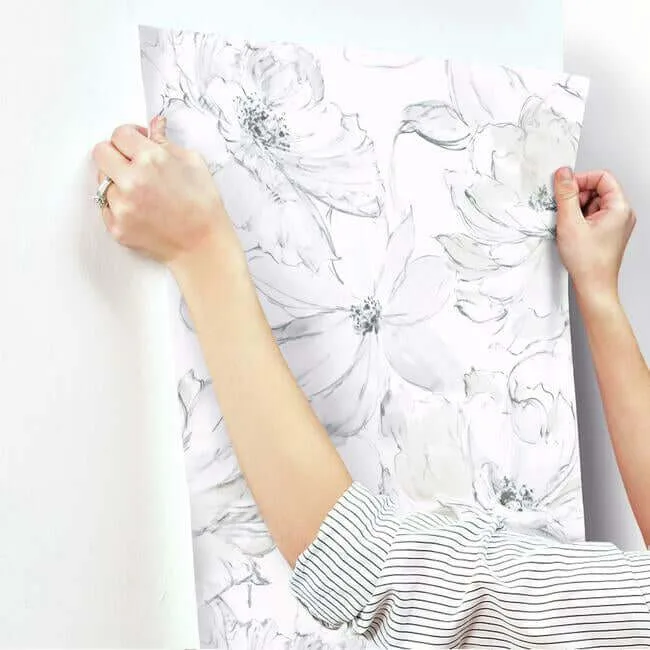 York Wallcoverings Floral Dreams - Grey Wallpaper | Buy Online York Wallcoverings Floral Dreams wallpaper, color Grey, SKU CL2520