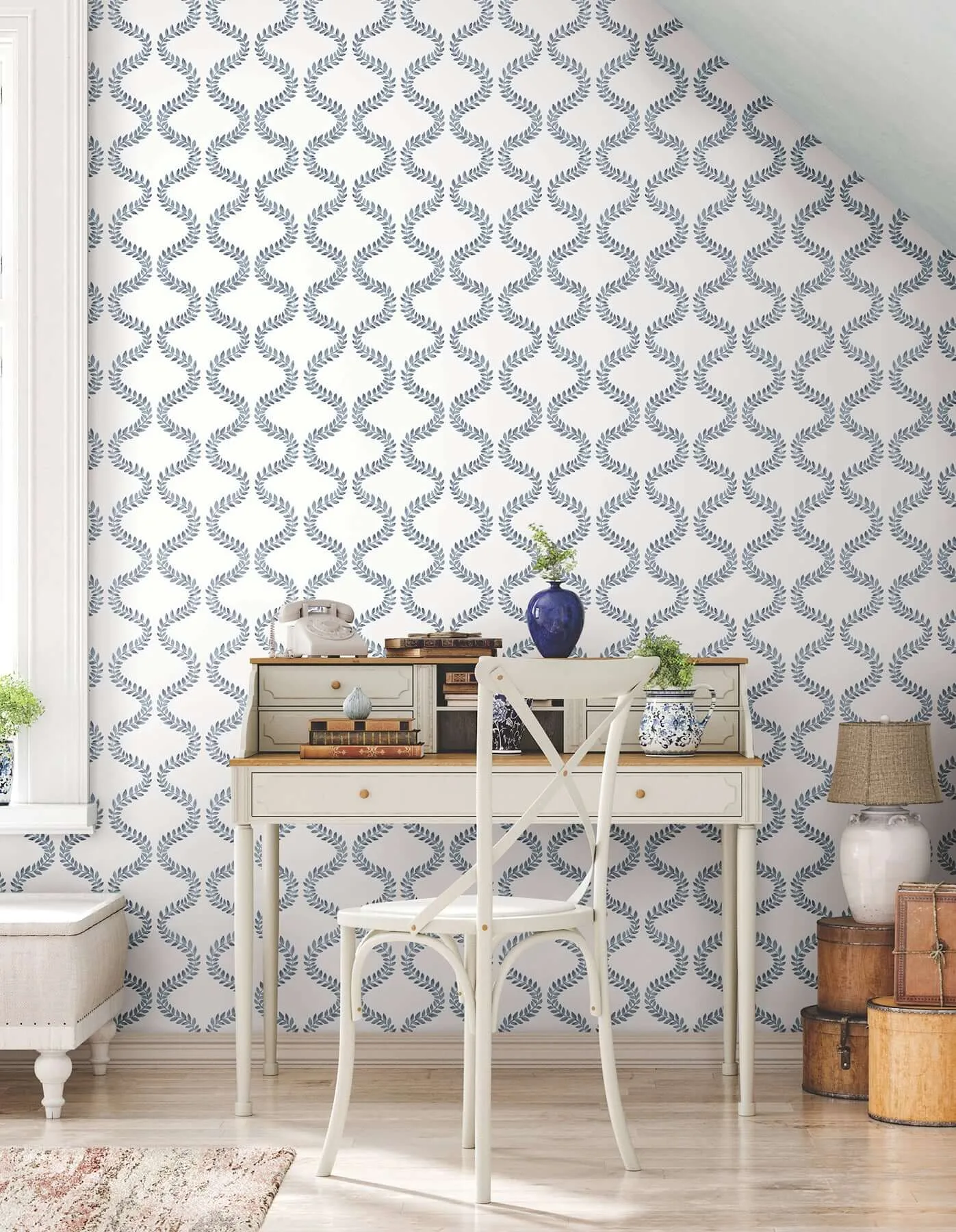 York Wallcoverings Florentine wallpaper, color Blue, SKU PSW1573RL