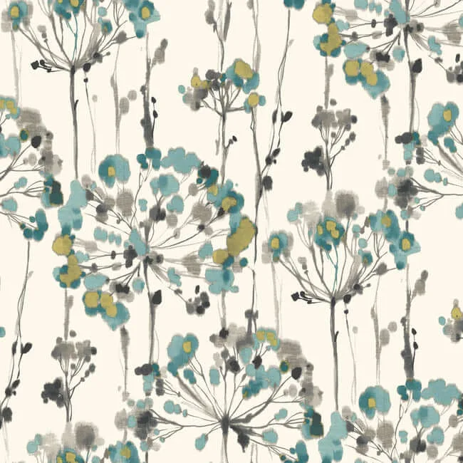 York Wallcoverings Flourish wallpaper, color Turquoise, SKU PSW1096RL