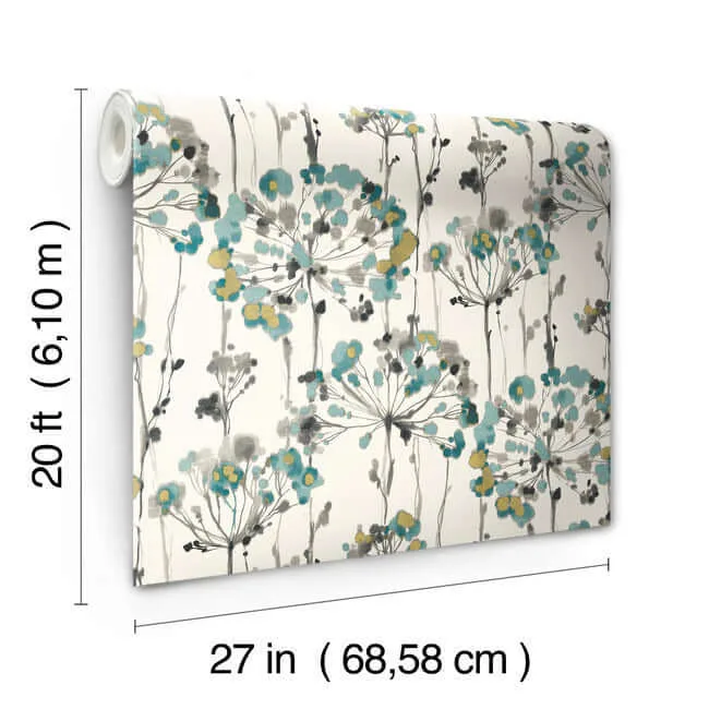 York Wallcoverings Flourish - Turquoise Wallpaper | Buy Online York Wallcoverings Flourish wallpaper, color Turquoise, SKU PSW1096RL