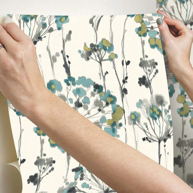 York Wallcoverings Flourish - Turquoise Wallpaper | Buy Online York Wallcoverings Flourish wallpaper, color Turquoise, SKU PSW1096RL