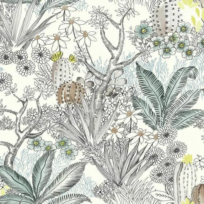 York Wallcoverings Flowering Desert wallpaper, color Black, SKU ON1611
