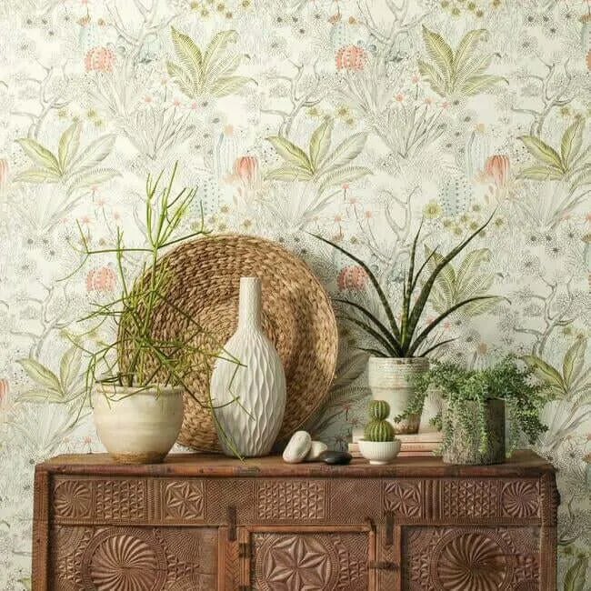 York Wallcoverings Flowering Desert wallpaper, color Grey, SKU ON1613