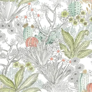 York Wallcoverings Flowering Desert wallpaper, color Grey, SKU PSW1213RL