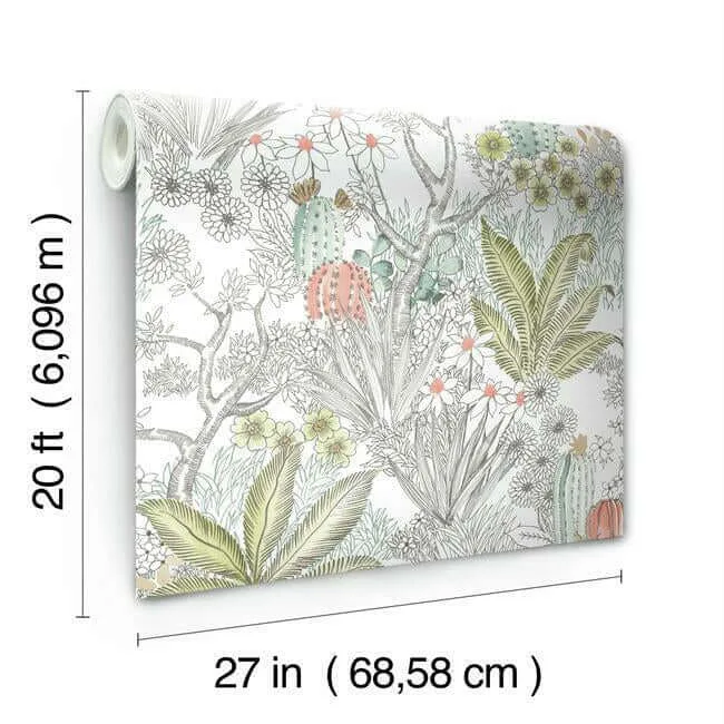 York Wallcoverings Flowering Desert - Grey Wallpaper | Buy Online York Wallcoverings Flowering Desert wallpaper, color Grey, SKU PSW1213RL