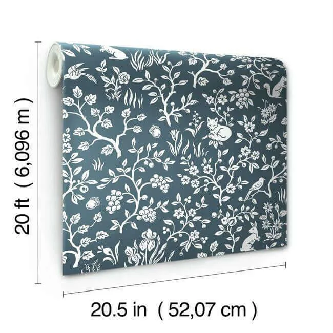 York Wallcoverings Magnolia Home Fox & Hare - Navy Wallpaper | Buy Online York Wallcoverings Magnolia Home Fox & Hare wallpaper, color Navy, SKU PSW1166RL