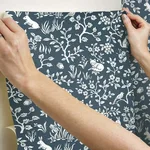 York Wallcoverings Magnolia Home Fox & Hare - Navy Wallpaper | Buy Online York Wallcoverings Magnolia Home Fox & Hare wallpaper, color Navy, SKU PSW1166RL