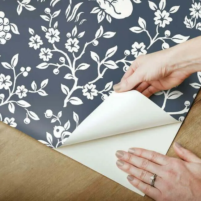 York Wallcoverings Magnolia Home Fox & Hare - Navy Wallpaper | Buy Online York Wallcoverings Magnolia Home Fox & Hare wallpaper, color Navy, SKU PSW1166RL