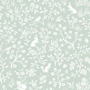 York Wallcoverings Magnolia Home Fox & Hare wallpaper, color Green, SKU PSW1167RL