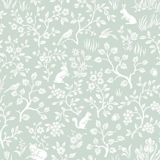 York Wallcoverings Magnolia Home Fox & Hare wallpaper, color Green, SKU PSW1167RL