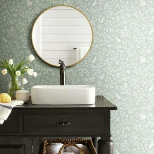 York Wallcoverings Magnolia Home Fox & Hare wallpaper, color Green, SKU PSW1167RL