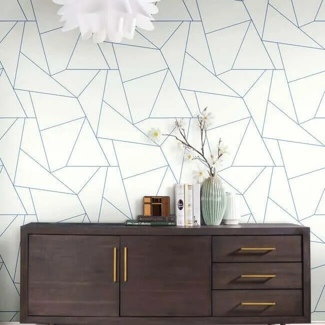 York Wallcoverings Factured Prism wallpaper, color White & Blue, SKU PSW1234RL