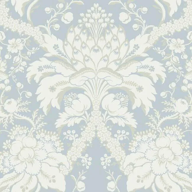 York Wallcoverings French Artichoke Dam wallpaper, color Blue, SKU DM4955