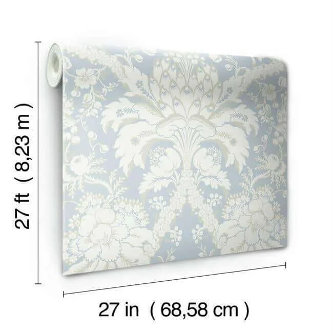 York Wallcoverings French Artichoke Dam wallpaper, color Blue, SKU DM4955