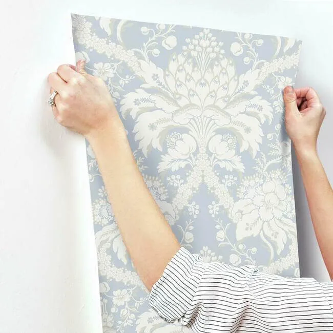 York Wallcoverings French Artichoke Dam wallpaper, color Blue, SKU DM4955