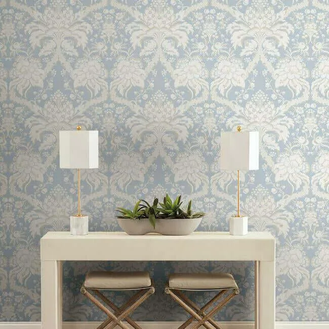 York Wallcoverings French Artichoke Dam wallpaper, color Blue, SKU DM4955