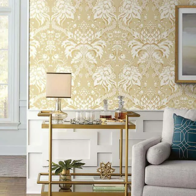 York Wallcoverings French Artichoke Dam wallpaper, color Yellow, SKU DM4953