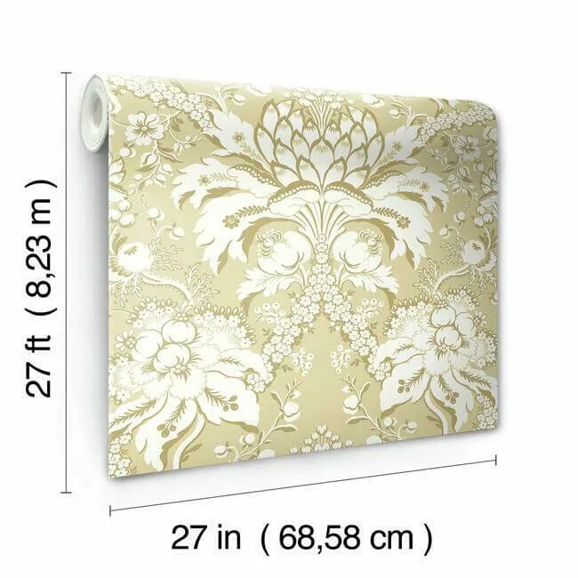York Wallcoverings French Artichoke Dam wallpaper, color Yellow, SKU DM4953