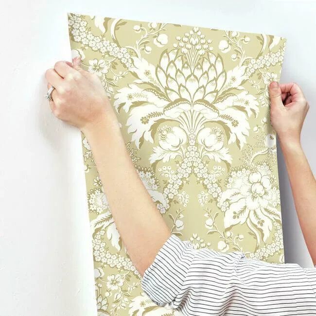 York Wallcoverings French Artichoke Dam wallpaper, color Yellow, SKU DM4953