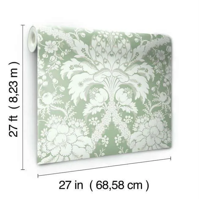 York Wallcoverings French Artichoke Dam - Green Wallpaper | Buy Online York Wallcoverings French Artichoke Dam wallpaper, color Green, SKU DM4954