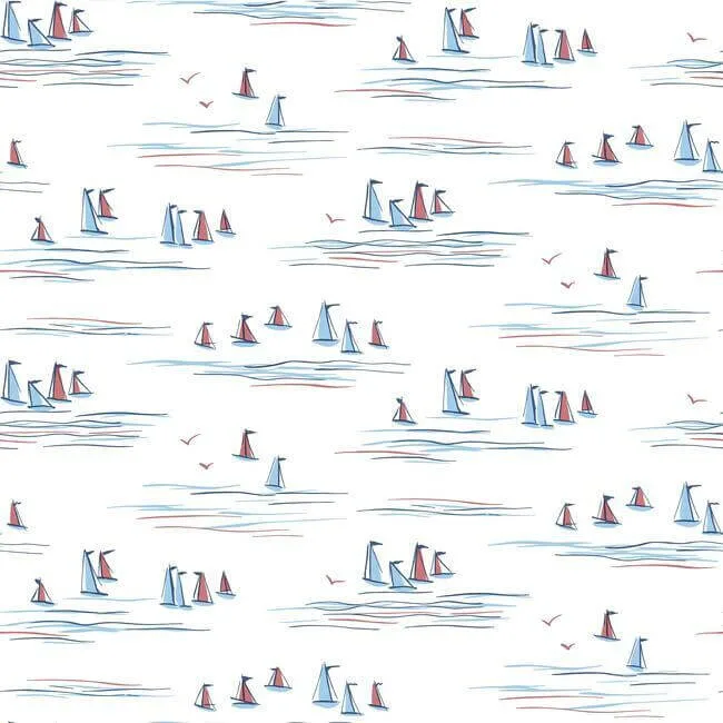 York Wallcoverings Full Sails wallpaper, color Blue & Red, SKU CV4461
