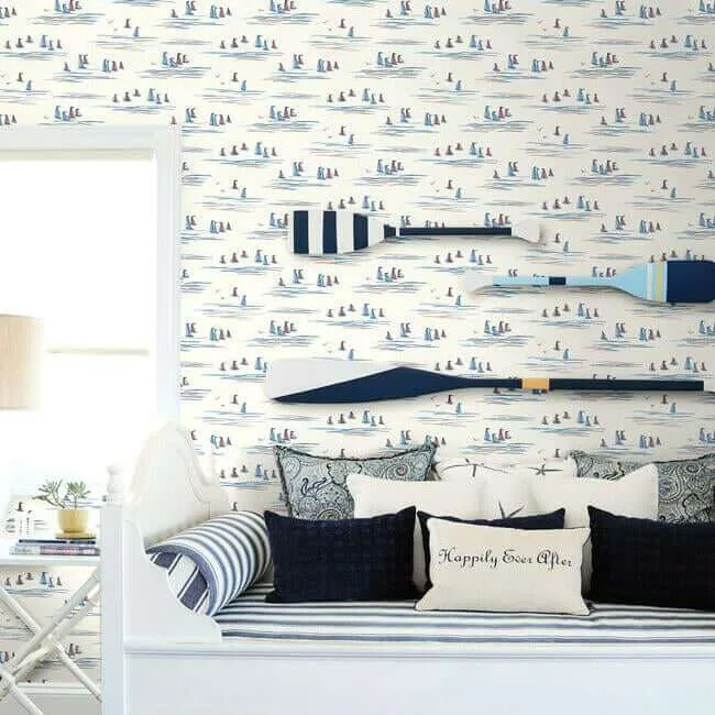 York Wallcoverings Full Sails wallpaper, color Blue & Red, SKU CV4461