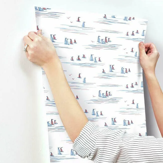 York Wallcoverings Full Sails wallpaper, color Blue & Red, SKU CV4461