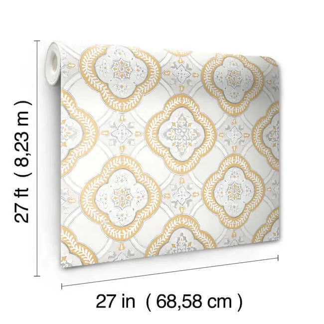 York Wallcoverings Garden Trellis wallpaper, color Ochre, SKU GO8215