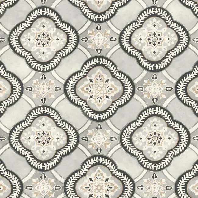 York Wallcoverings Garden Trellis wallpaper, color Onyx, SKU GO8213