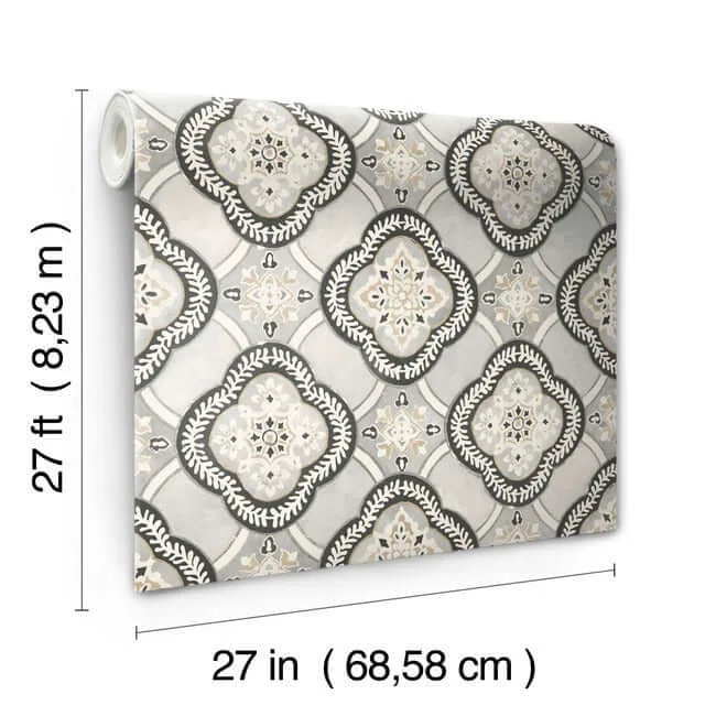York Wallcoverings Garden Trellis wallpaper, color Onyx, SKU GO8213