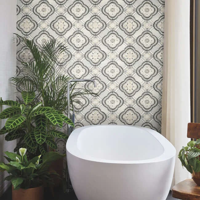 York Wallcoverings Garden Trellis - Onyx Wallpaper | Buy Online York Wallcoverings Garden Trellis wallpaper, color Onyx, SKU GO8213