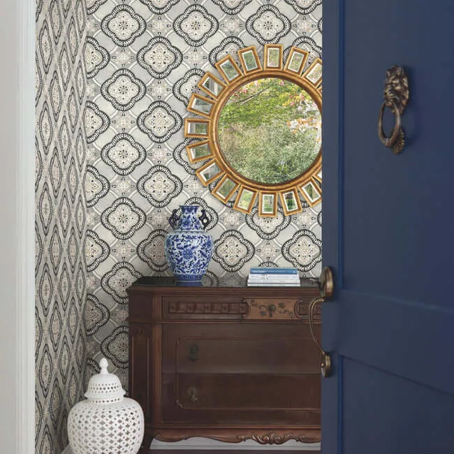 York Wallcoverings Garden Trellis - Onyx Wallpaper | Buy Online York Wallcoverings Garden Trellis wallpaper, color Onyx, SKU GO8213