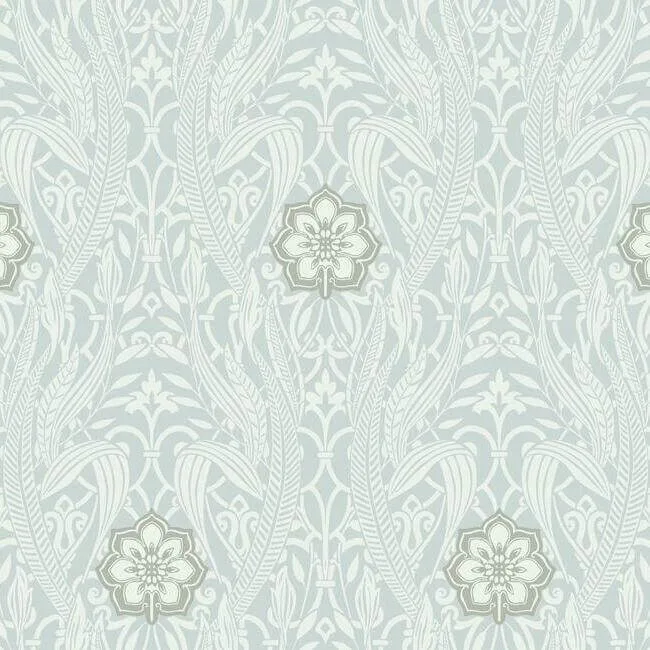 York Wallcoverings Gatsby Damask wallpaper, color Blue, SKU DM4991