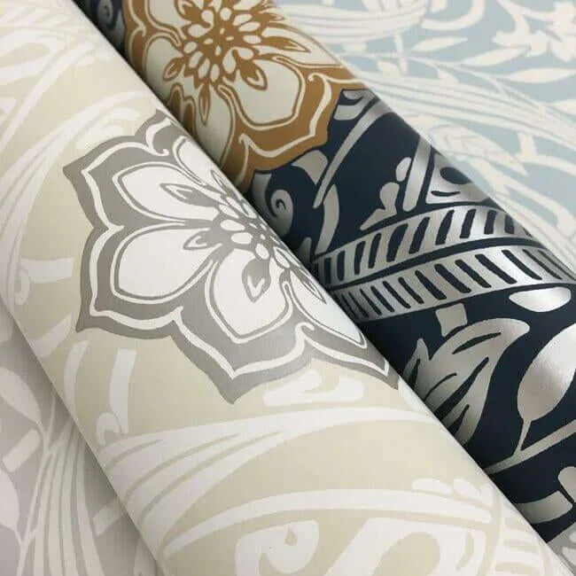 York Wallcoverings Gatsby Damask wallpaper, color Blue, SKU DM4991