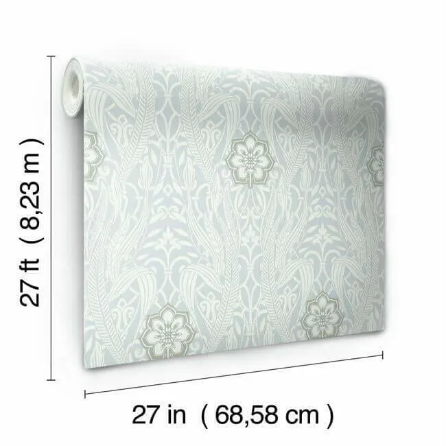 York Wallcoverings Gatsby Damask - Blue Wallpaper | Buy Online York Wallcoverings Gatsby Damask wallpaper, color Blue, SKU DM4991