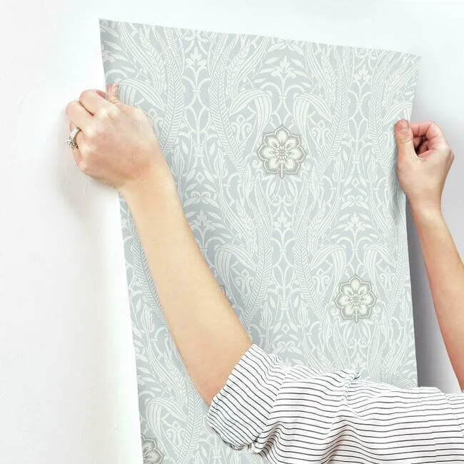 York Wallcoverings Gatsby Damask - Blue Wallpaper | Buy Online York Wallcoverings Gatsby Damask wallpaper, color Blue, SKU DM4991