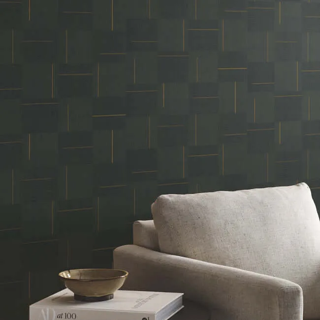 York Wallcoverings Geo Block Weave - Black Wallpaper | Buy Online York Wallcoverings Geo Block Weave wallpaper, color Black, SKU SI24905